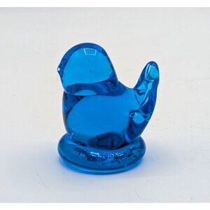 Bluebird of Happiness Leo Ward 1994 Signed Miniature Blue Glass Sculpture 2"
